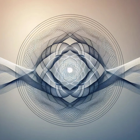 The Wave of Life in geometric style, Ai generated imageの写真素材