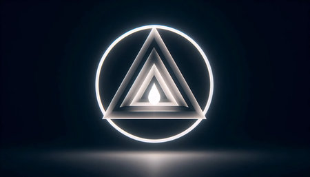 A triangle within a circle with glow, Ai generated imageの写真素材