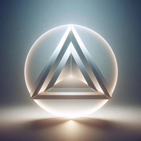 A triangle within a circle with glow, Ai generated imageの写真素材