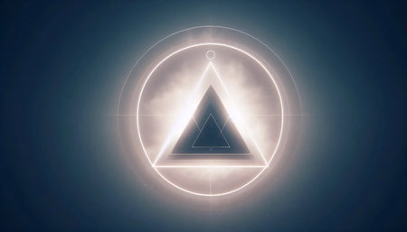 A triangle within a circle with glow, Ai generated imageの写真素材