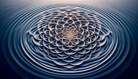A Flower of Life in water ripples, Ai generated image