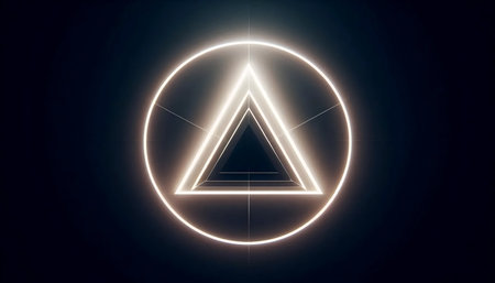 A triangle within a circle with glow, Ai generated imageの写真素材