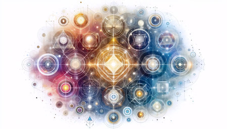 Glowing geometric shapes, Ai generated image
