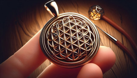 Sacred geometry in jewelry, Ai generated imageの写真素材