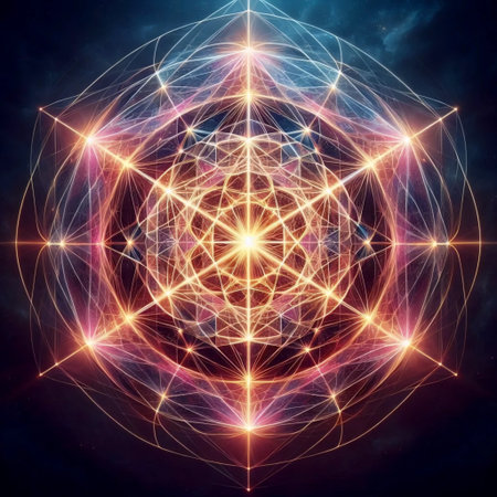 Metatrons Cube in radiance, Ai generated imageの写真素材