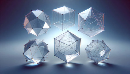 Platonic solids in transparent forms, Ai generated imageの写真素材