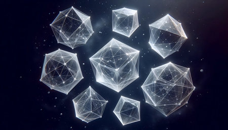 Platonic solids in transparent forms, Ai generated imageの写真素材