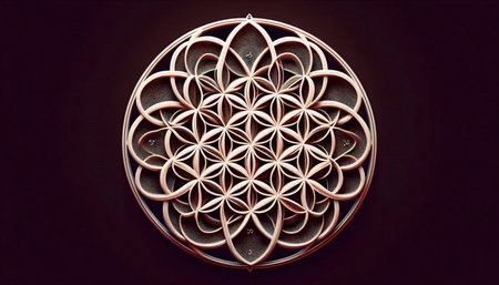 A Flower of Life with mantras, Ai generated imageの写真素材