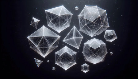 Platonic solids in transparent forms, Ai generated imageの写真素材