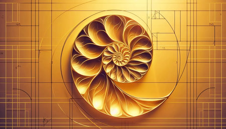 A Fibonacci spiral in the golden ratio, Ai generated imageの写真素材