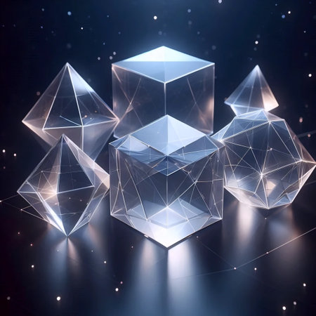 Platonic solids in transparent forms, Ai generated imageの写真素材