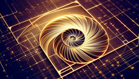 A Fibonacci spiral in the golden ratio, Ai generated imageの写真素材