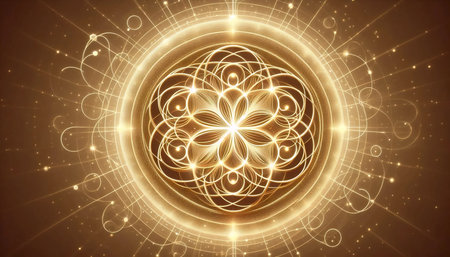 A Seed of Life with golden glow, Ai generated image