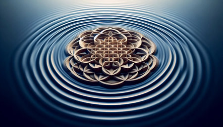 A Flower of Life in water ripples, Ai generated imageの写真素材