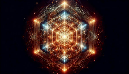 Metatrons Cube in radiance, Ai generated imageの写真素材