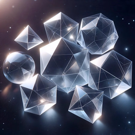 Platonic solids in transparent forms, Ai generated imageの写真素材
