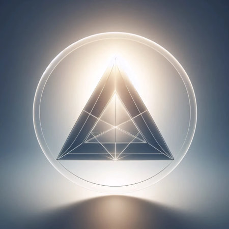 A triangle within a circle with glow, Ai generated imageの写真素材