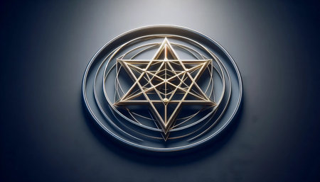 A hexagram within a circle, Ai generated imageの写真素材