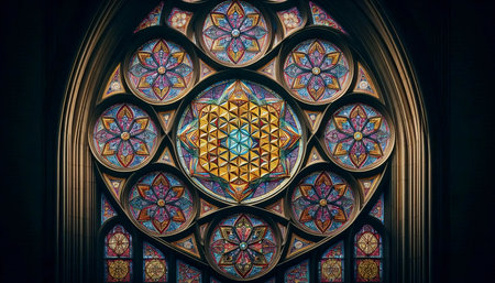 Sacred geometry in stained glass, Ai generated image