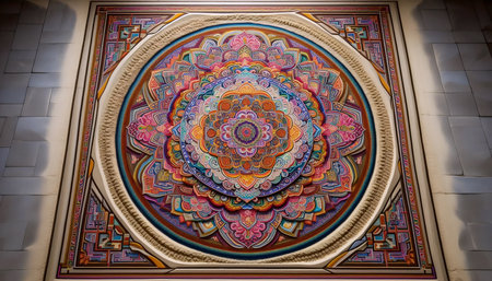 A sand mandala with geometryの写真素材