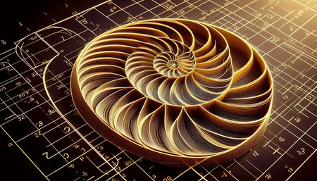 A Fibonacci spiral in the golden ratio, Ai generated imageの写真素材