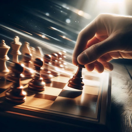Chess pieces in motion, Ai generated imageの写真素材