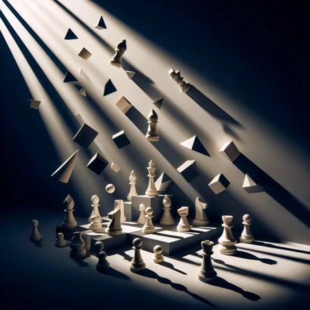 An abstract composition of chess pieces, Ai generated imageの写真素材