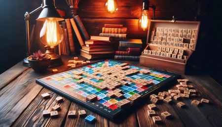 Scrabble game with letters, Ai generated imageの写真素材