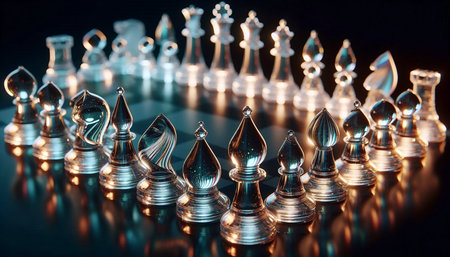 Glass chess pieces, Ai generated imageの写真素材