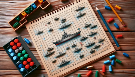 Battleship game on paper, Ai generated imageの写真素材