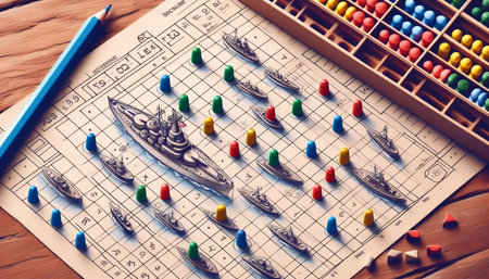 Battleship game on paper, Ai generated imageの写真素材