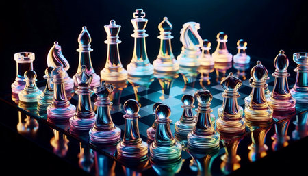 Glass chess pieces, Ai generated imageの写真素材