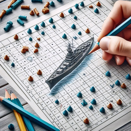Battleship game on paper, Ai generated imageの写真素材