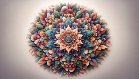 A floral mandala with petals, Ai generated imageの写真素材