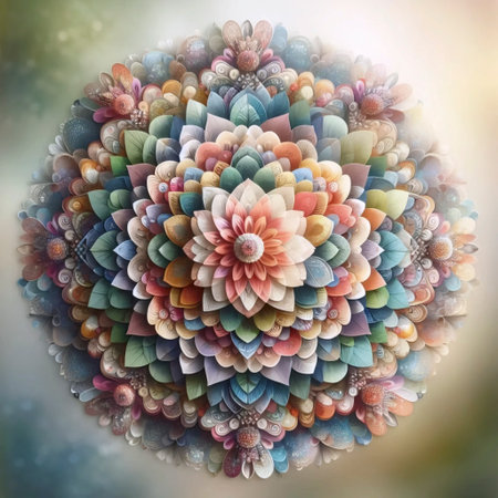 A floral mandala with petals, Ai generated imageの写真素材