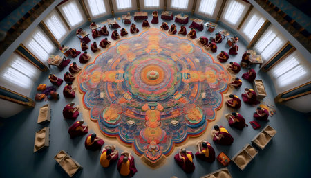 A sand mandala by Tibetan monksの写真素材