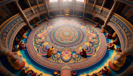 A sand mandala by Tibetan monksの写真素材