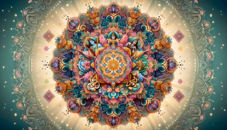 A Hindu mandala with deities, Ai generated imageの写真素材