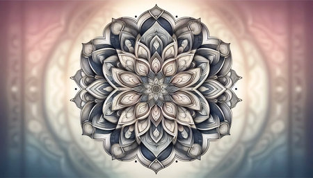 A geometric mandala with symmetry, Ai generated imageの写真素材