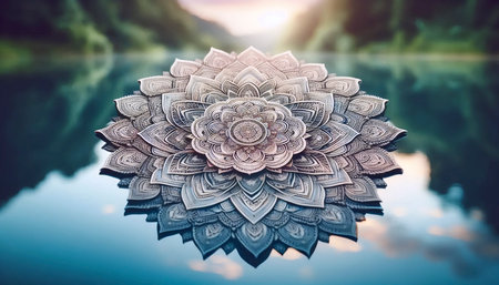 A water mandala with reflection, Ai generated imageの写真素材