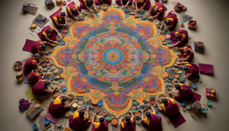 A sand mandala by Tibetan monksの写真素材