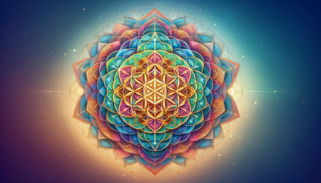 A mandala with sacred geometry elements, Ai generated imageの写真素材