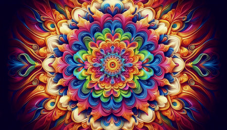 A mandala in digital art, Ai generated imageの写真素材