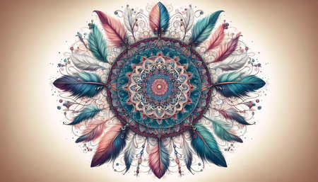 A dreamcatcher style mandala, Ai generated imageの写真素材