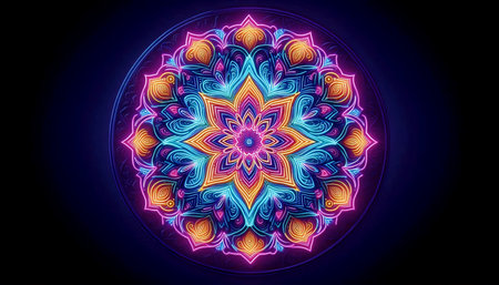 A glowing neon mandala, Ai generated image