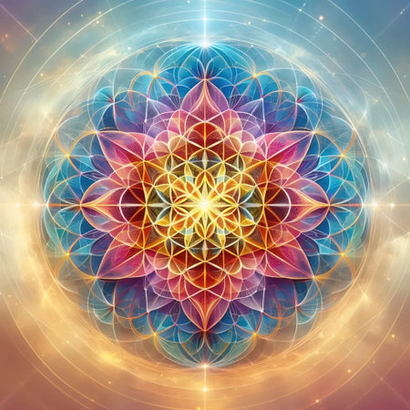 A mandala with sacred geometry elements, Ai generated imageの写真素材
