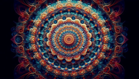 A fractal mandala, Ai generated imageの写真素材