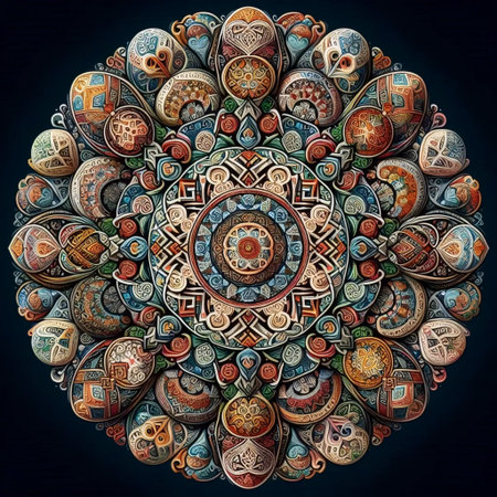 A mandala with cultural patterns, Ai generated imageの写真素材