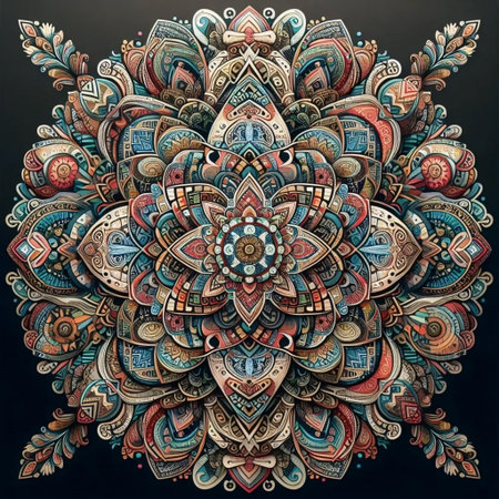 A mandala with cultural patterns, Ai generated imageの写真素材