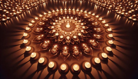 A mandala from candles, Ai generated imageの写真素材